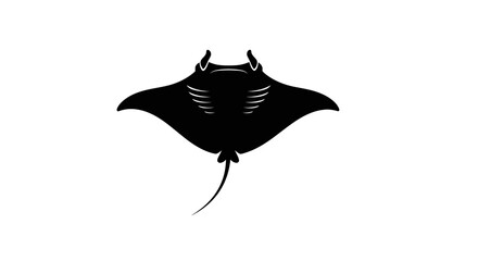 Black Manta Ray Silhouette on White Background - Minimalist Ocean Life © din