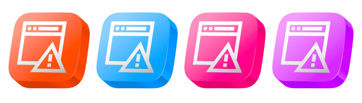 Glossy 3D http error code collection in pink, orange, blue, and purple, offering a colorful icon set for online commerce processing.