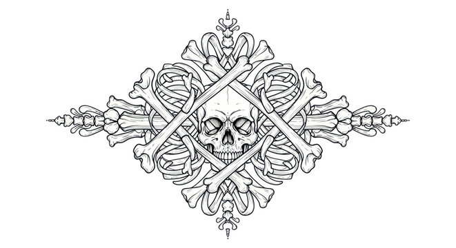 Skull and Crossbones Emblem - Macabre Decorative Design