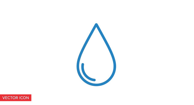 Single Blue Teardrop Water Droplet Icon.