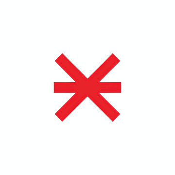 Minimalist red asterisk symbol on white background.