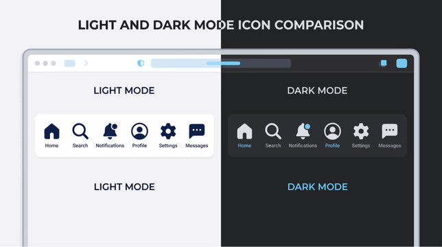 Light and dark mode ui comparison on mobile devices for app design and development