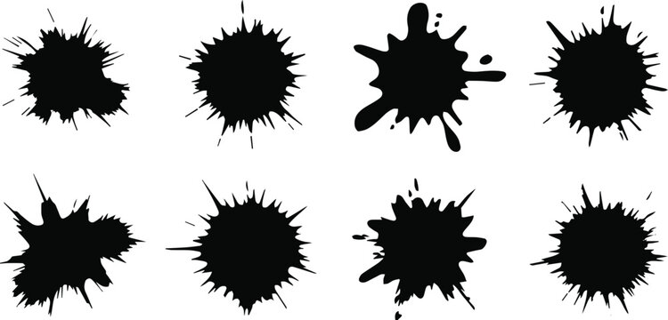 ink splatter stamp brush stroke shapes vector pack black blot overlay