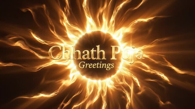 Chhath Puja Greetings with Golden Sunburst Rays
