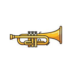 Fototapeta premium Stylized Illustration of a Golden Brass Trumpet Musical Instrument.