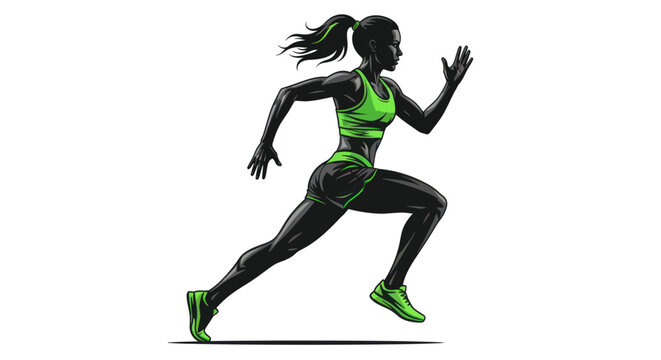 Fit Woman Running Silhouette Marathon Sprint Athlete Fitness Sport