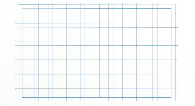 Minimalist Blue Grid on White Background TopDown Orthographic Architectural Blueprint Layout for Technical Design Engineering Plan and Creative Graphic Projects