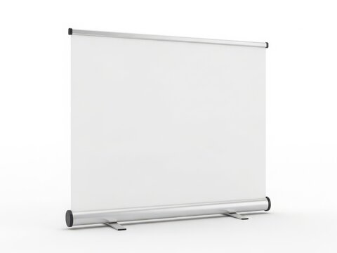 A sleek and modern retractable projection screen with a silver frame
