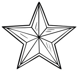 Obraz premium Hand-drawn star illustration with inner line details and bold outline, isolated celestial shape for decor or graphic element