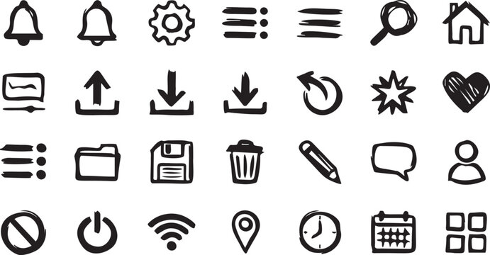 Doodle Style Web and Interface Icon Set.