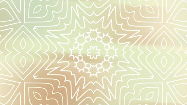 Abstract Mandala Kaleidoscope Pattern in Soft Cream Lime Sage Gradient Hypnotic Moving Symmetrical Geometric Shapes for Decorative Background Video Loop