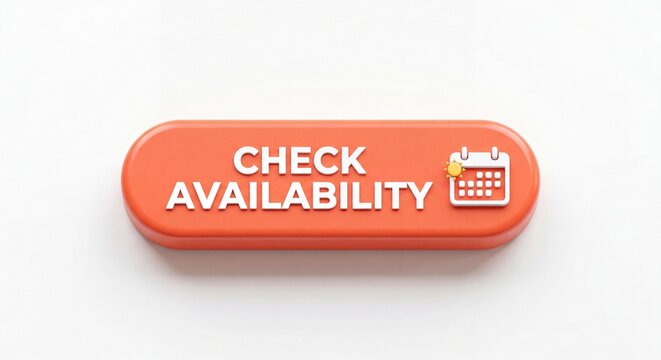 3D Vibrant Coral Button with Check Availability Text and Calendar Icon