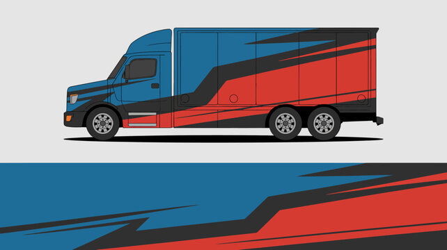 Large Semi Truck Vehicle Side View.