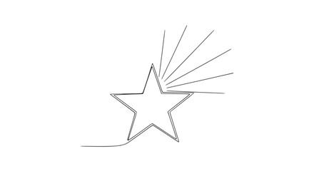 Minimalist line art of a shooting star with radiating lines, simple graphic design element © Akun Berkah
