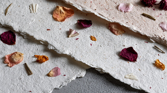 Elegant Handmade Floral Tissue Paper Texture for Eco-Friendly Wedding Invitations and Artisanal Home Decor