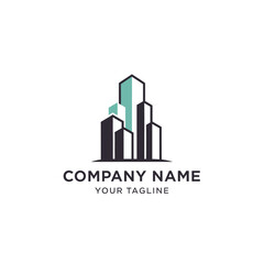 Fototapeta premium Modern City Skyline Logo Design with Abstract Buildings and Company Name Placeholder.
