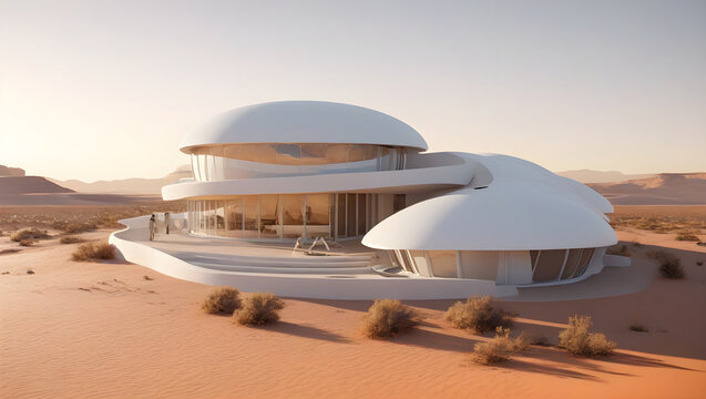Futuristic Desert Rammed Earth Solar Citadel