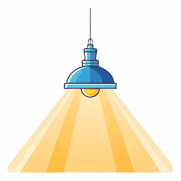 Blue hanging lamp with yellow light rays