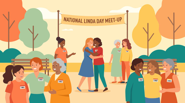 Diverse Women Named Linda Meeting at a Community Event in a Park