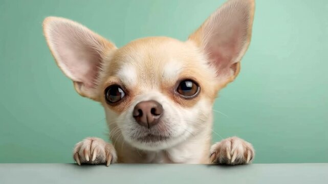 Curious Chihuahua Peeking Over Table