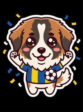 Happy Tornjak Soccer Goal Celebration Kawaii Sticker Bosnia Background