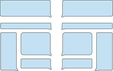 Fototapeta premium Light blue speech bubble icon set isolated on white background.