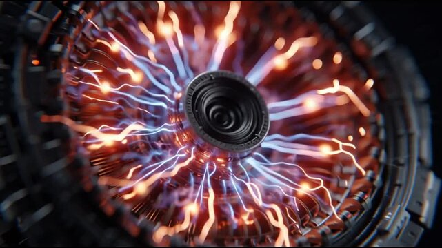 Futuristic Cybernetic Core with Pulsing Electric Energy Arcs