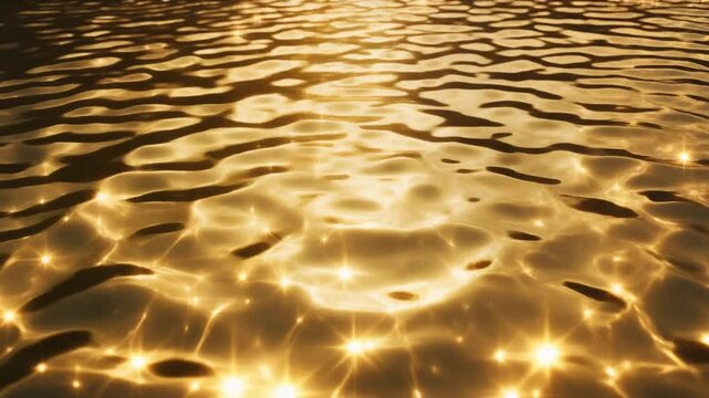 Mesmerizing Glittering Golden Water Surface Filling Frame Cinematic Background Video