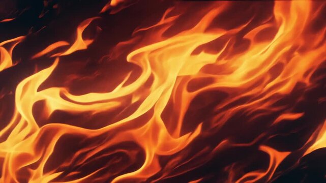 Cinematic Slow Motion Extreme Close-Up Beautiful Flickering Fire Flames Detailed Orange and Red