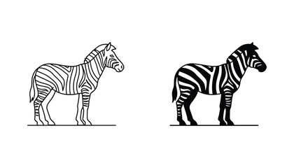 Full body standing zebra vector illustration in black and white © TajuStock