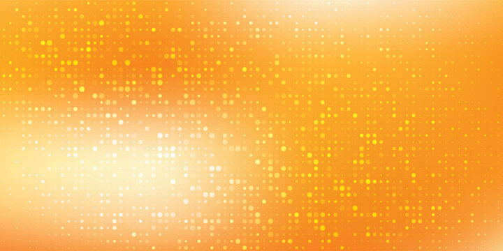 Abstract orange and yellow gradient background with digital halftone dot pattern atau Modern sunny gold vector background with geometric tech halftone texture eps10