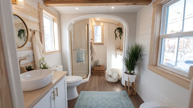 Modern Minimalist Bathroom with Arches / アーチ構造のあるモダンでミニマルなバスルーム