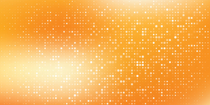 Abstract orange and yellow gradient background with digital halftone dot pattern atau Modern sunny gold vector background with geometric tech halftone texture.