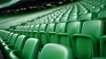 Fototapeta premium Symmetrical Green Stadium Seats / 対称的な緑のスタジアムシート