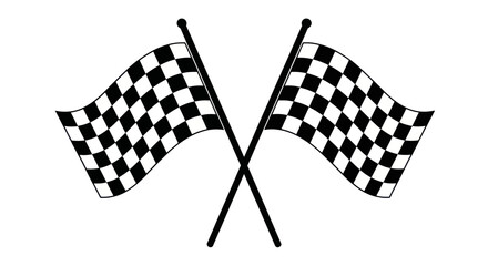 Fototapeta premium Two Crossed Checkered Flags on White Background