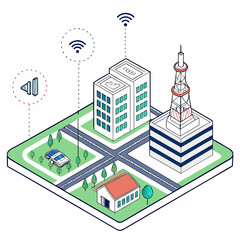 Naklejka premium Smart city concept with connected technology and infrastructure