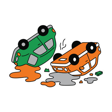 Cars Crash Accident Damaged Vehicles.