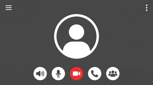 Video call interface with user icon and communication buttons on dark background
