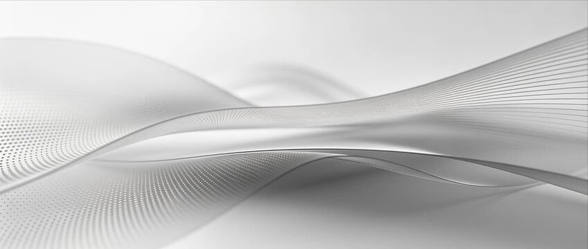 Abstract wave minimal background design with white curve line pattern flowing smoothly, modern futuristic texture and clean gradient flow, elegant abstract minimal white backdrop for technology