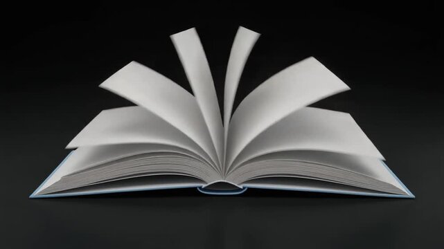 4k 3D Flipping book page curl transition animation being flipped over, Opening book video. 
