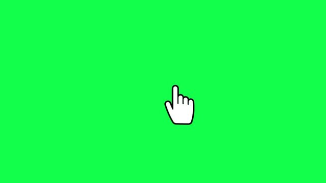 Mouse cursor clicking animation on green screen background.