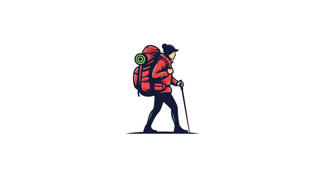 Hiker walking with trekking poles.