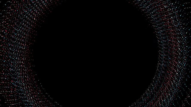 Red, White, and Blue Particle Ring Swirling Around a Dark Circular Center With Glowing Vortex Motion on Black, Created in Adobe After Effects
