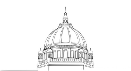 Fototapeta premium Minimalist Dome Building Outline Drawing
