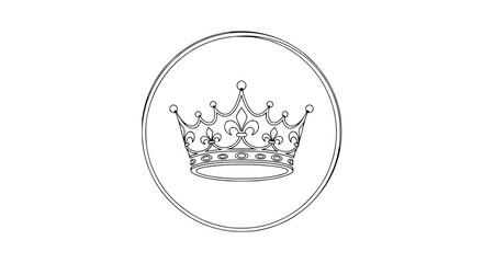 Elegant Crown Icon, Royal Symbol, Circular Emblem Outline, Minimalist Design, Luxury Emblem © Free Account