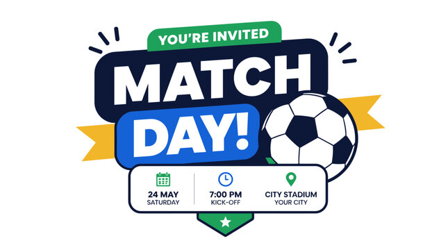 Match Day Soccer Banner Graphic Celebration For Fans.
