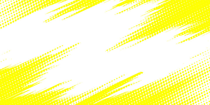 Yellow halftone corner gradient texture. Fading cartoon polka dot background. Dotted tilted gradation pattern. Fading comic pop art overlay backdrop. Vector slant frame halfton patern effect wallpaper