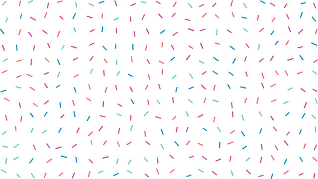 A contemporary sprinkle pattern features an exciting mix of teal fuchsia pink and purple dashes on a clean white surface