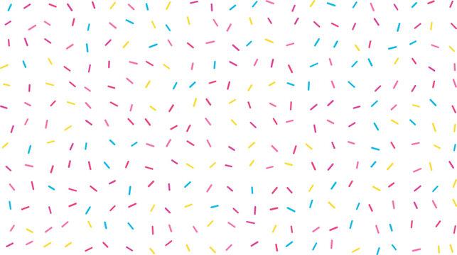 Playful arrangement of yellow pink and blue candy dashes forms a vibrant seamless pattern