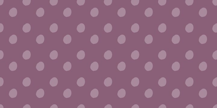 Abstract dark purple plum seamless polkadot pattern banner with irregular hand drawn dots background for modern chic cosmetic packaging.